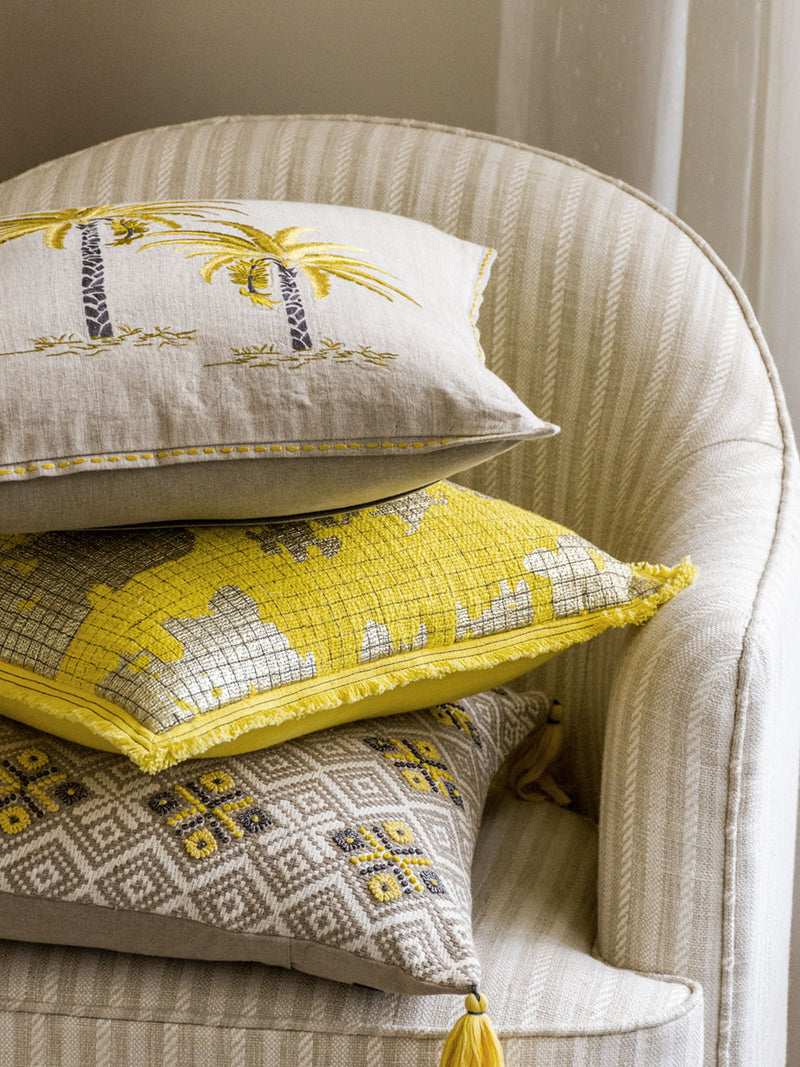 Sand Foil Cushion Cover (Yellow)