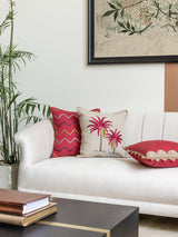 Palm Trail Cushion Cover (Pink)