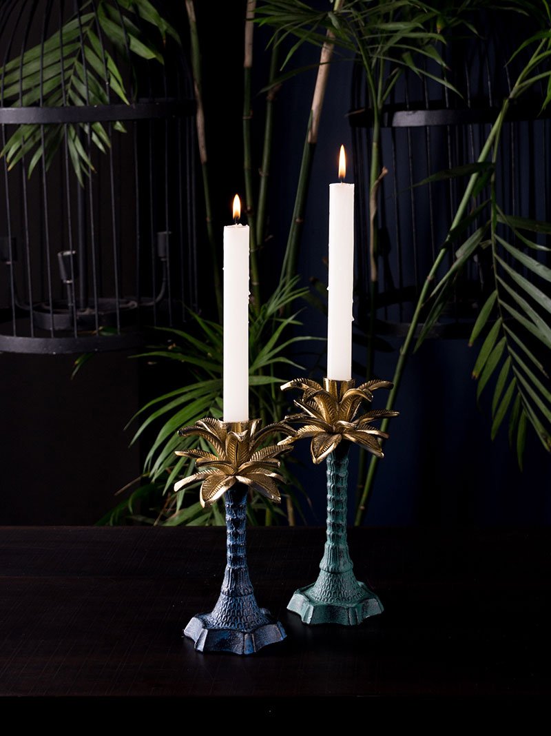 Coconut Palm Candle Holder- Green (M)