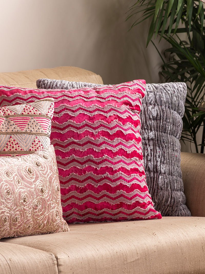 Frayed Chevron Embroidered Cushion Cover