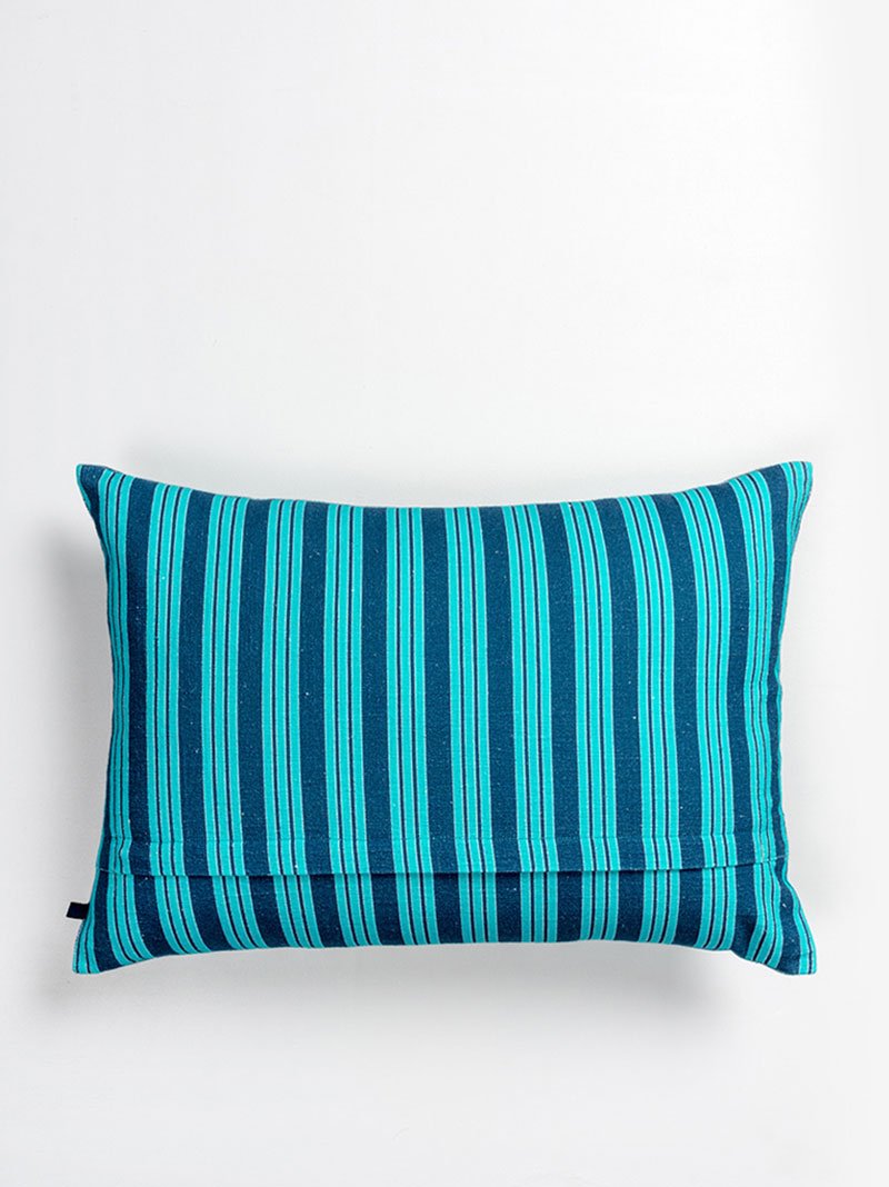 Marigold Lattice Lumbar Cushion Cover (Blue)