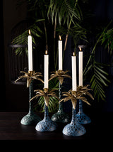 Oasis Palm Candle Holder- Blue