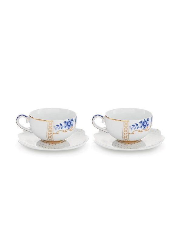Royal White Espresso Cups and Saucers (Set of 2)